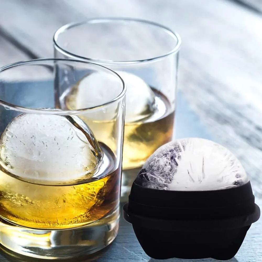 Circle Ice Cube Ball Trays/Molds 6 Black NWOT